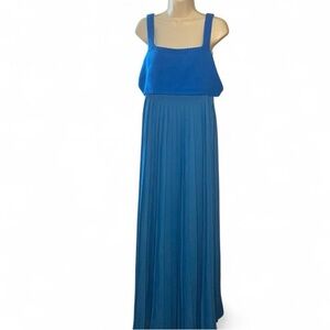 Anthropologie Bright Blue Sleeveless Maxi Dress with Pleated Skirt NWT